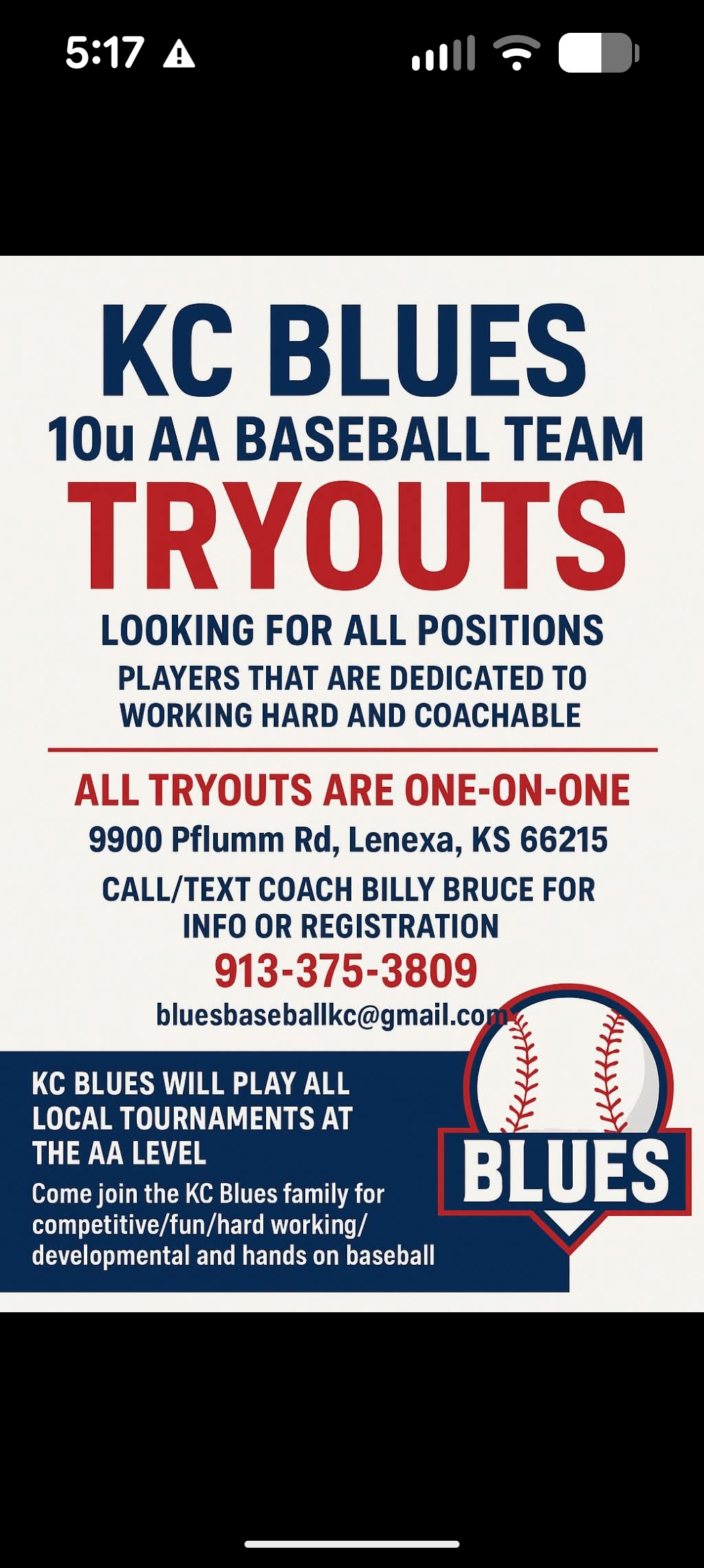 Baseball Tryouts